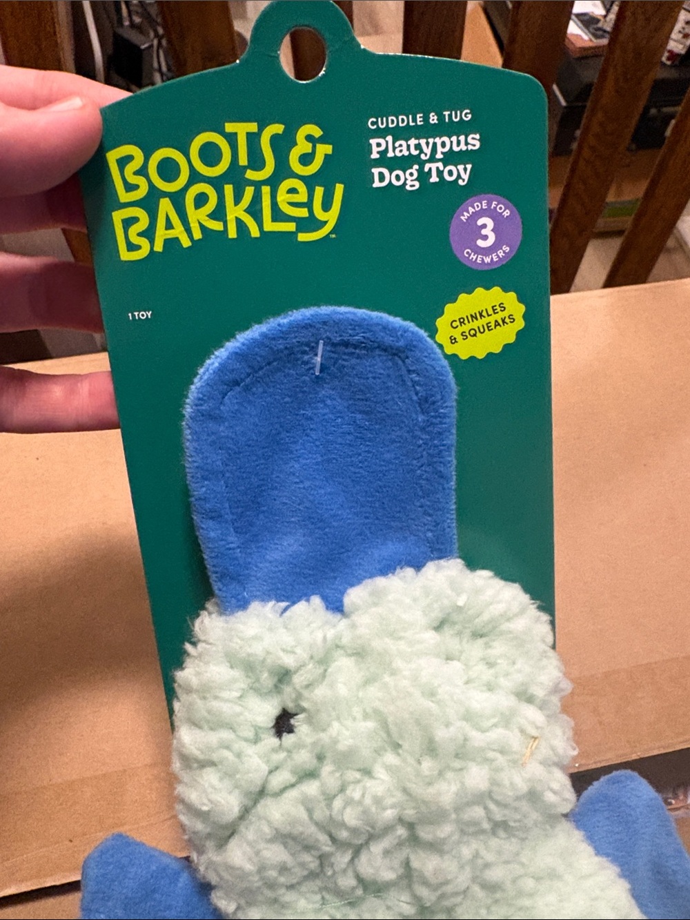 Boots & Barkley Plush Platypus Dog Toy - Blue & Light Mint